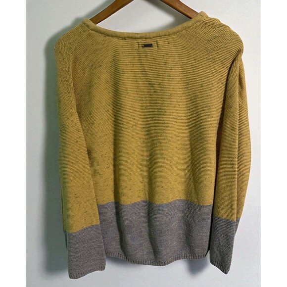 prAna Hoodie Sweater Small Crystal Beach Organic Cotton Yellow Gray Pullover - Picture 2 of 5